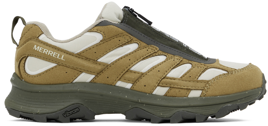 Merrell 1trl Off-white & Brown Moab Hybrid Zip Sneakers In Coyote