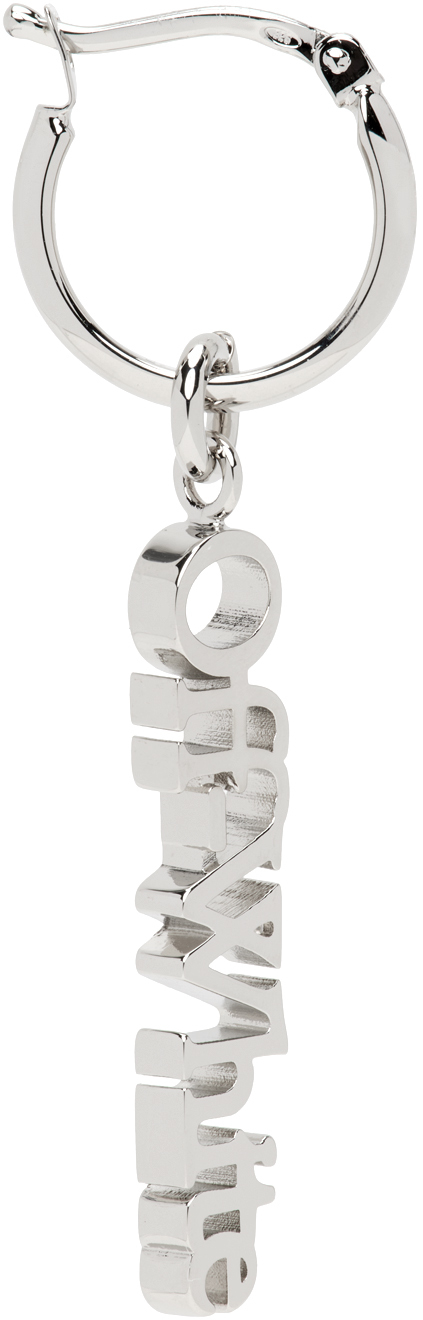 Off-white Hoop Logo Mono Earring In Silver