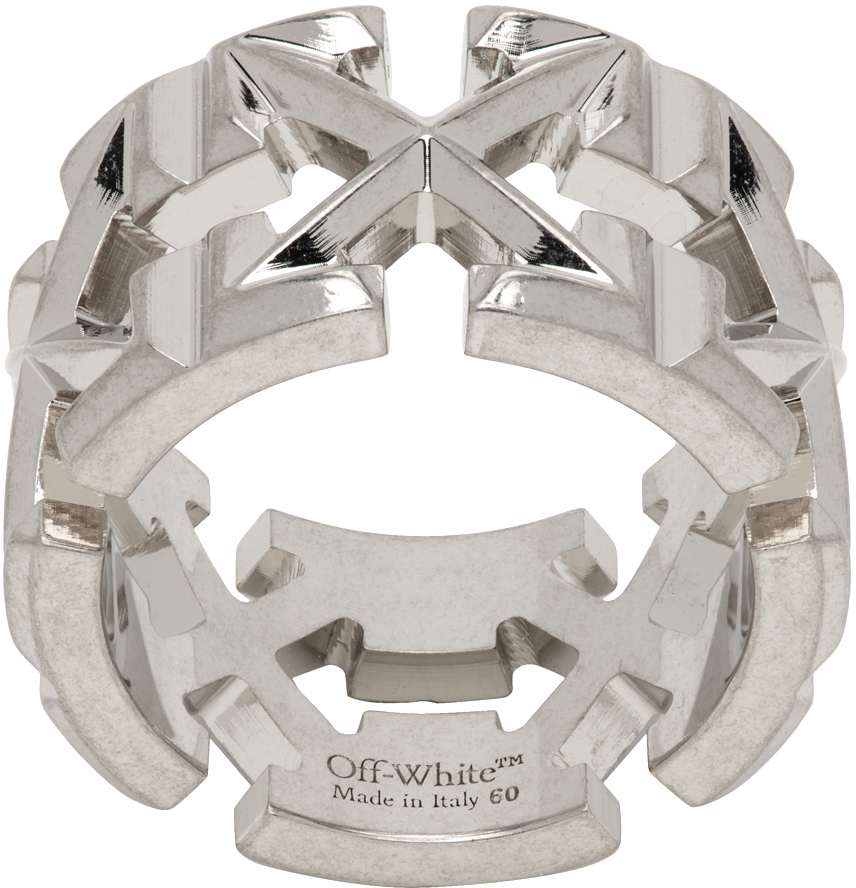 Off-white Arrows-motif Sculpted Ring In Silver