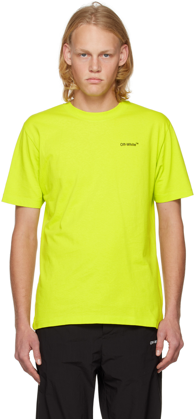 Gemme sortie protektor Off-White: Yellow Printed T-Shirt | SSENSE