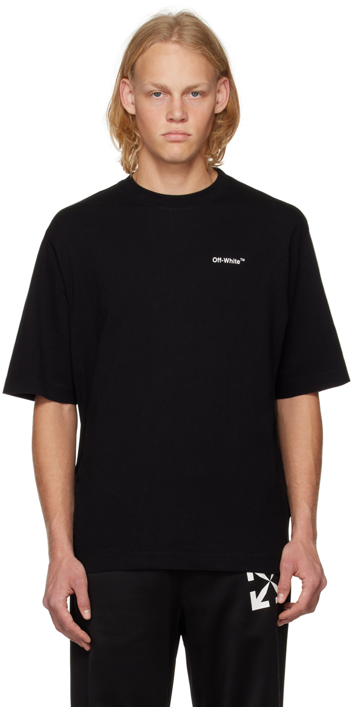 Off-White: Black Printed T-Shirt | SSENSE Canada