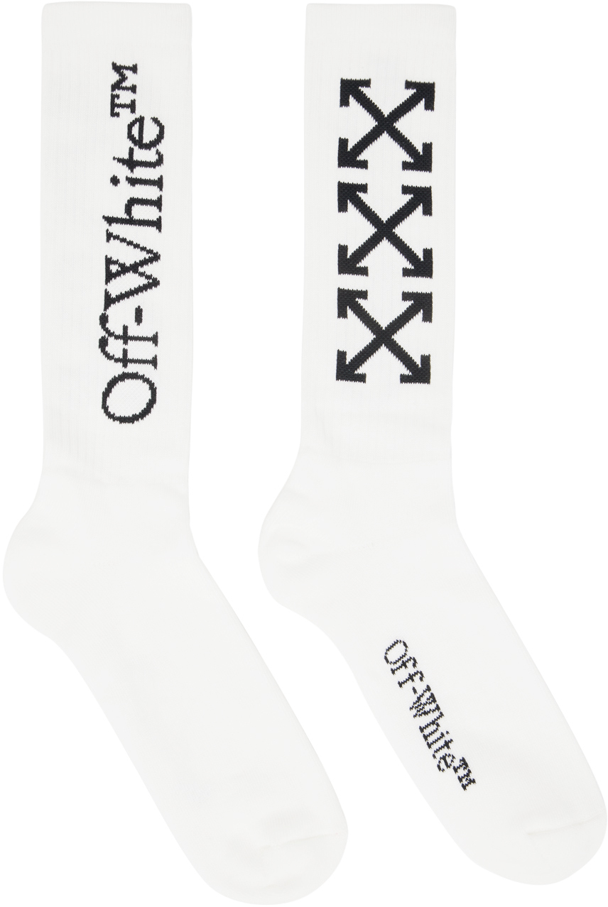 Off-white White Logo Socks In Black