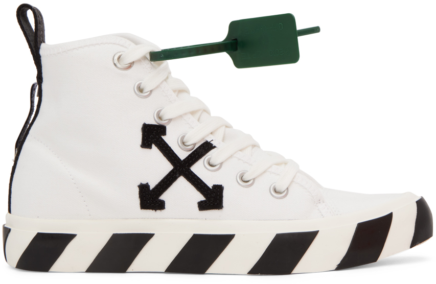 White Mid-Top Vulcanized Sneakers