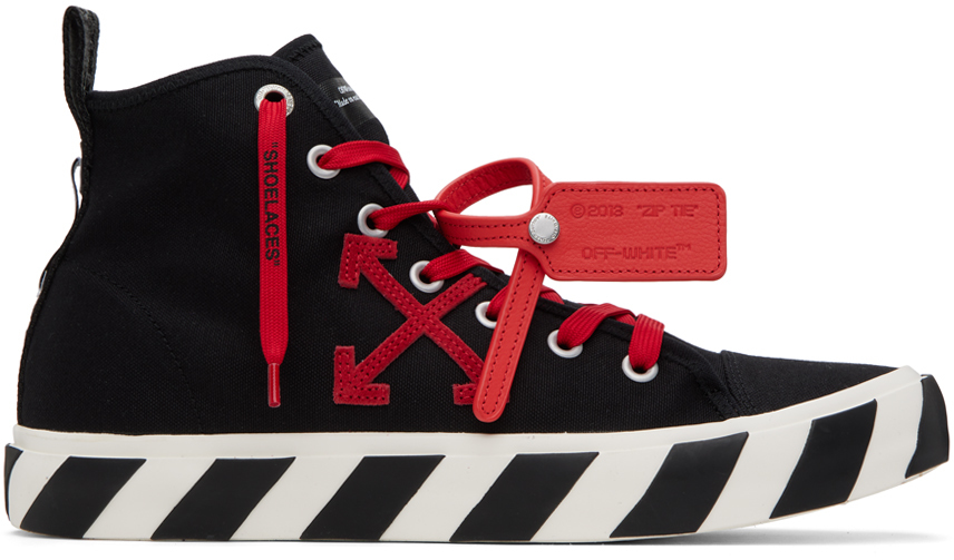 Off-white Black Vulcanized Sneakers In Black Red