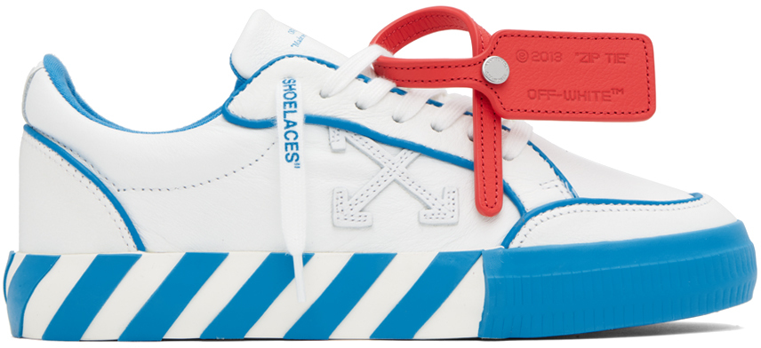 White & Blue Vulcanized Sneakers
