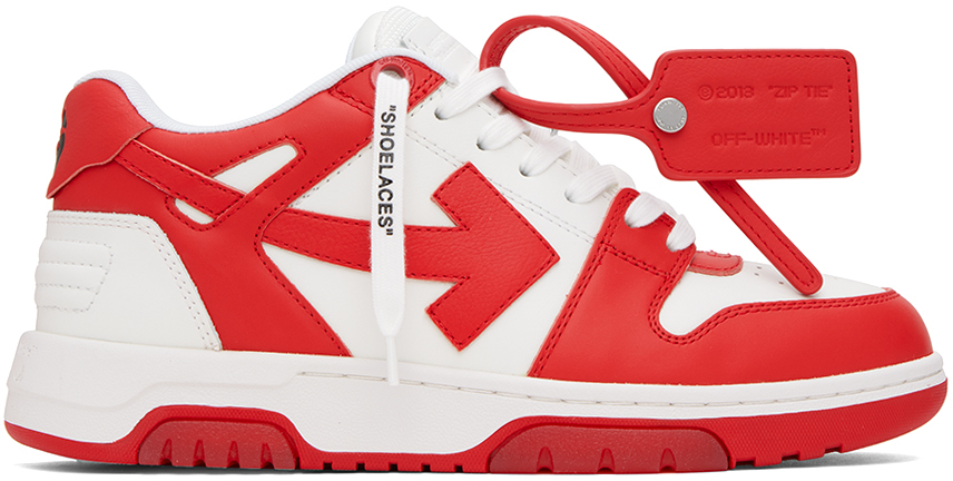 Off-White c/o Virgil Abloh Out Of Office Leather Sneakers in Red