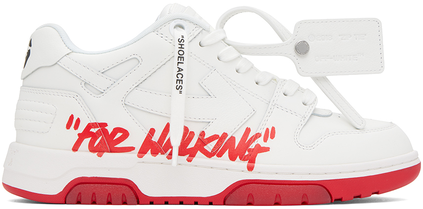 Off-White: White & Red Out Of Office 'For Walking' Sneakers | SSENSE