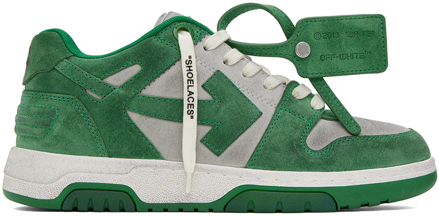 Shop Off-white Green & White Out Of Office Vintage Sneakers In White Green