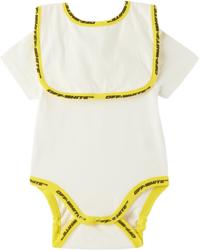 Off-white Baby White Industrial Bodysuit & Bib Set In Off White Yellow