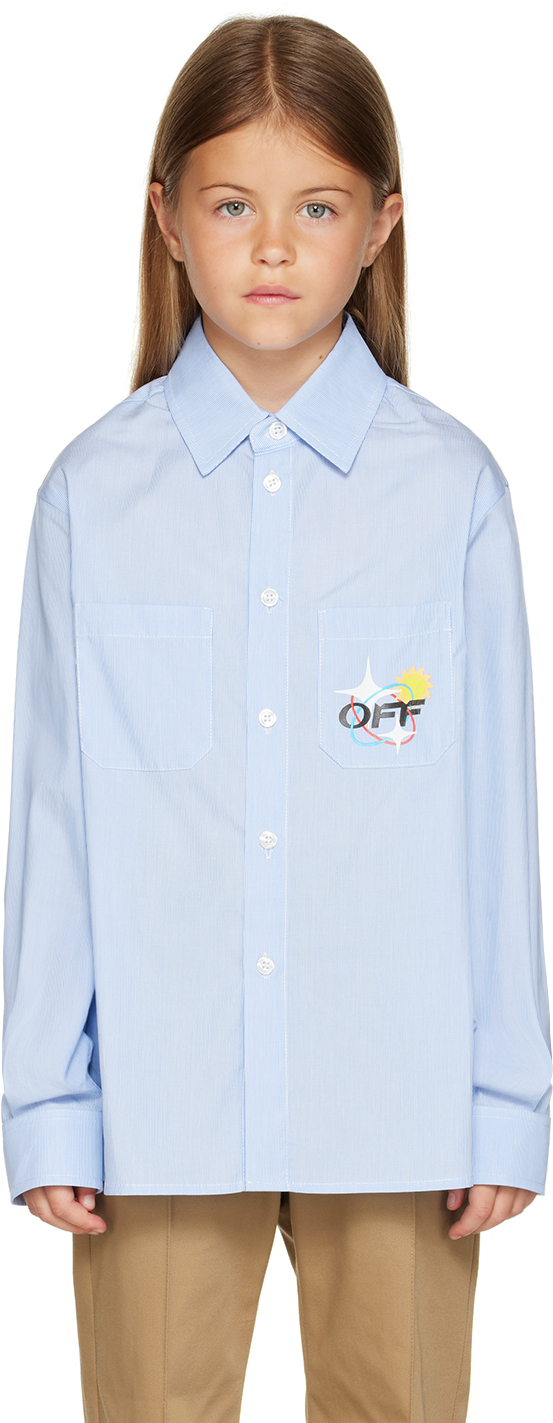 Off-white Kids Blue Planets Shirt In Blue Bla