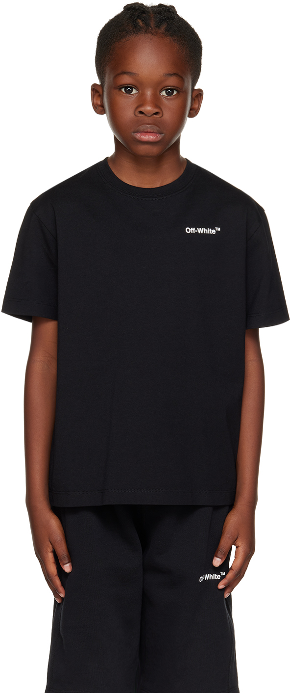 Off-white Kids Black Industrial T-shirt In Black Yellow