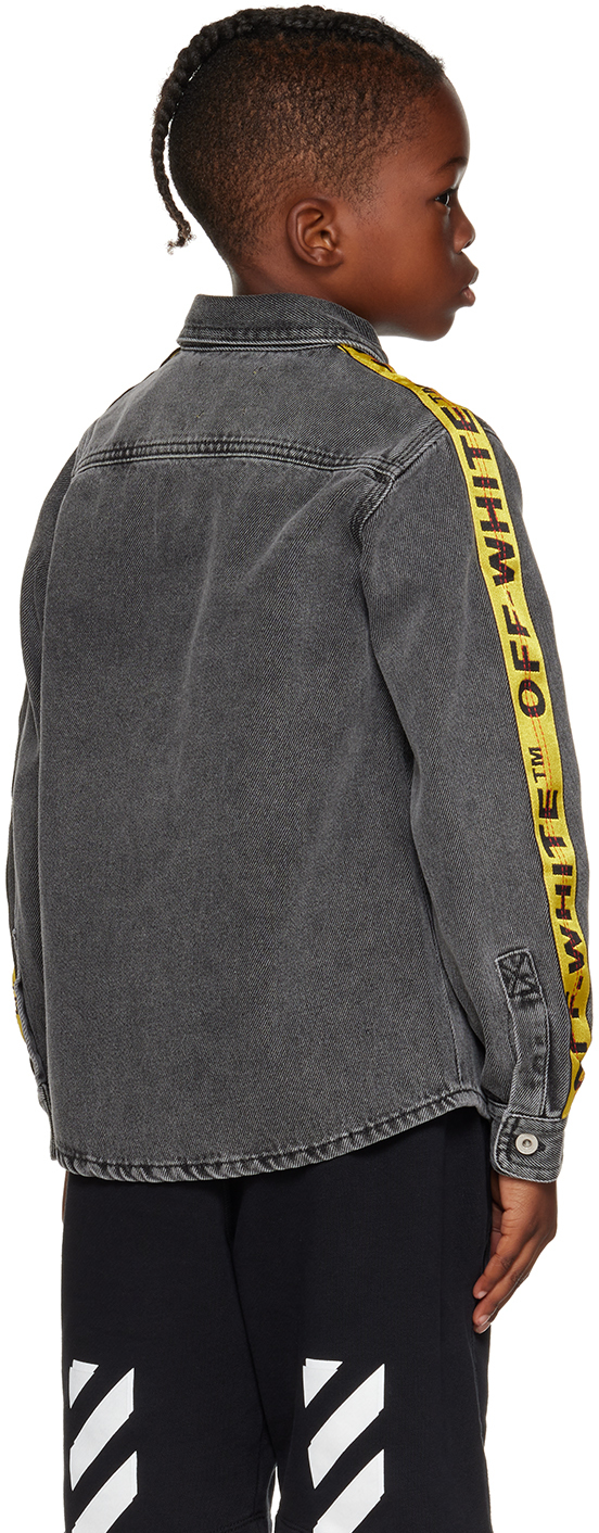Off-white Kids Gray Industrial Denim Shirt In Grey Ye