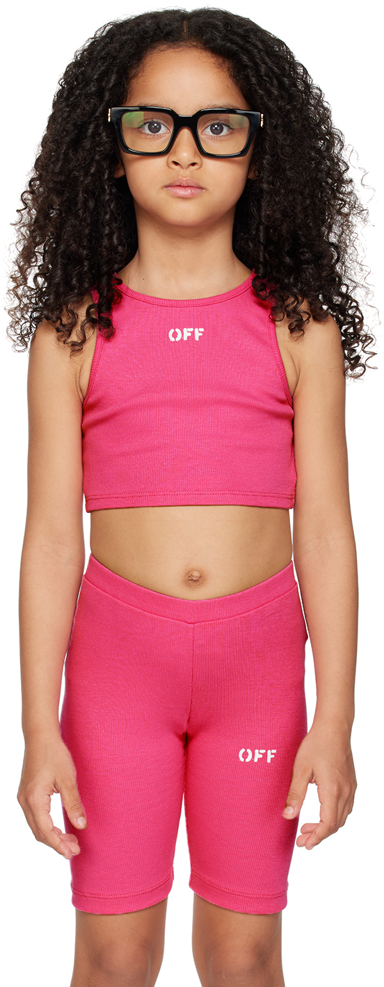 Shop Off-white Kids Pink 'off' Stamp Tank Top In Fuchsia Whit
