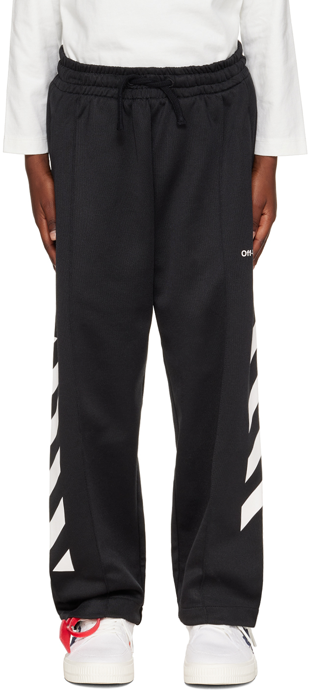 Shop Off-white Kids Black Off Helvetica Lounge Pants In Black White