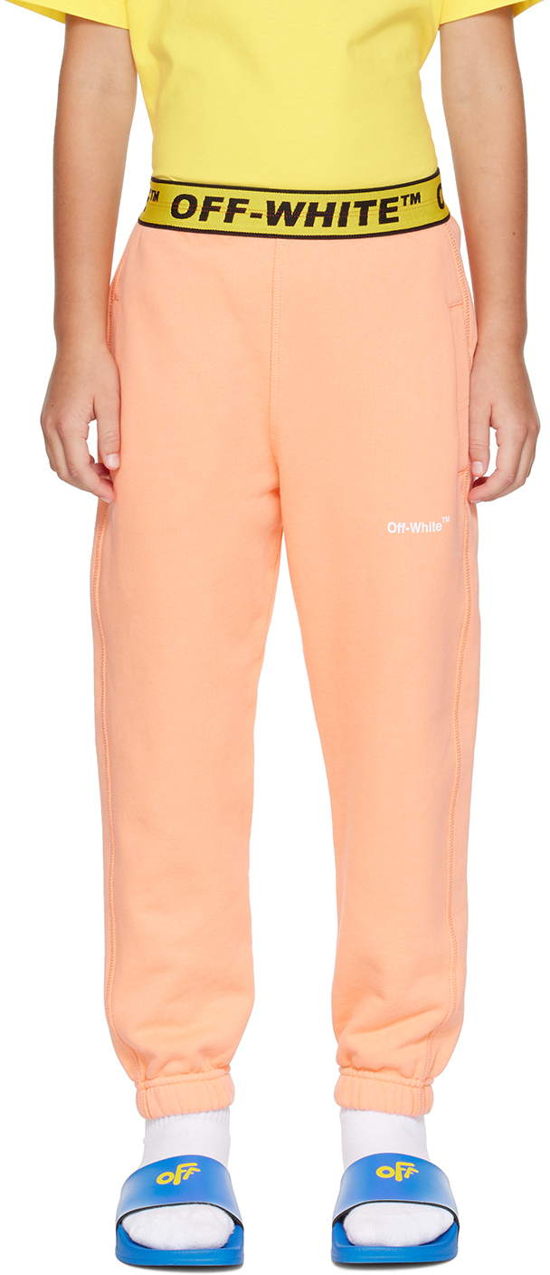 Off-white Kids Orange Industrial Sweatpants In Melon Yellow