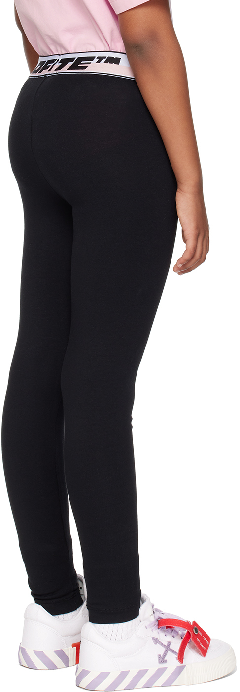 Off-white Kids Black Band Leggings In Black Black