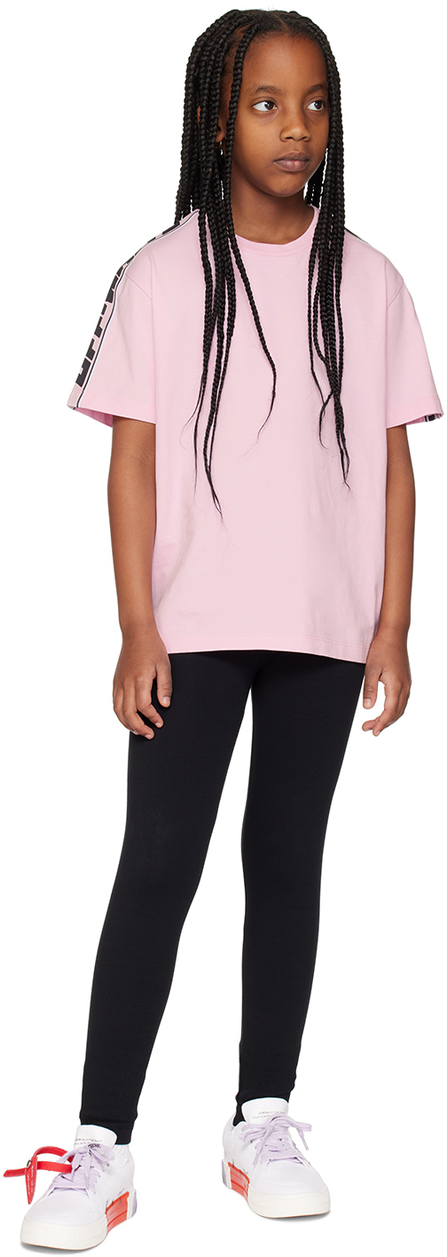 Off-white Kids Black Band Leggings In Black Black