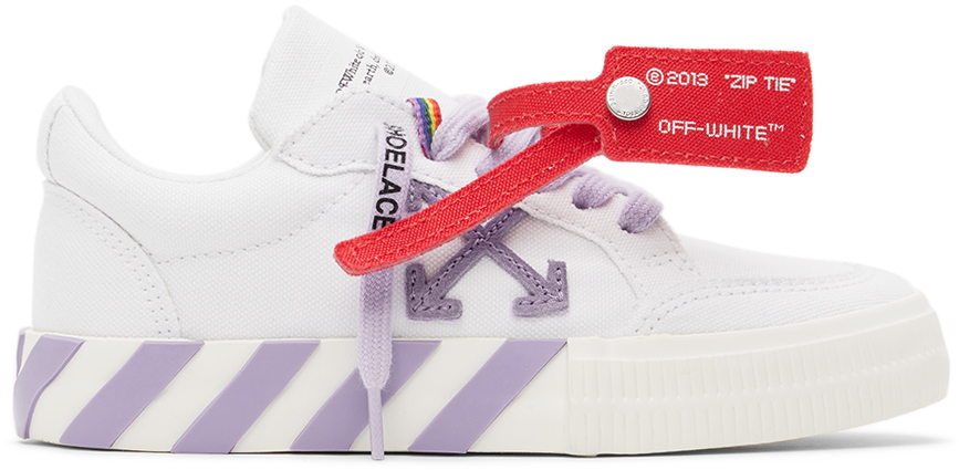Kids White & Purple Vulcanized Sneakers by Off-White | SSENSE