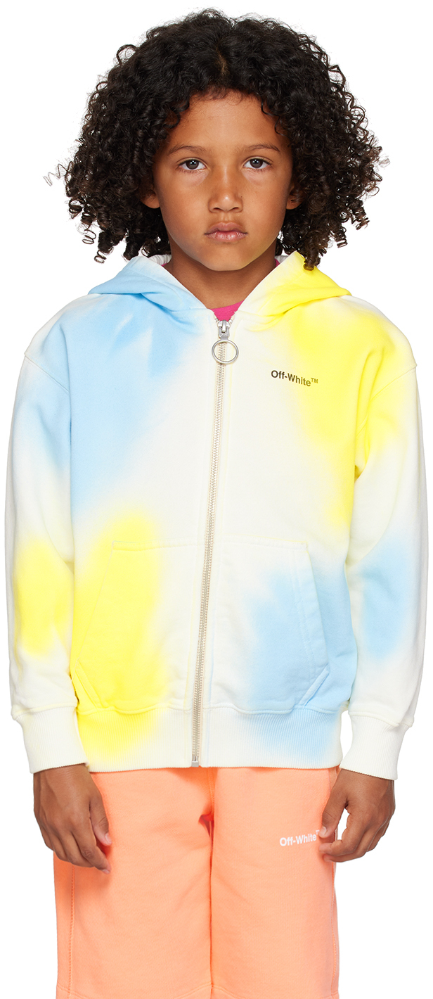 Off-white Little Kid's & Kid's Color Spot Zip-up Hoodie Sweatshirt In White