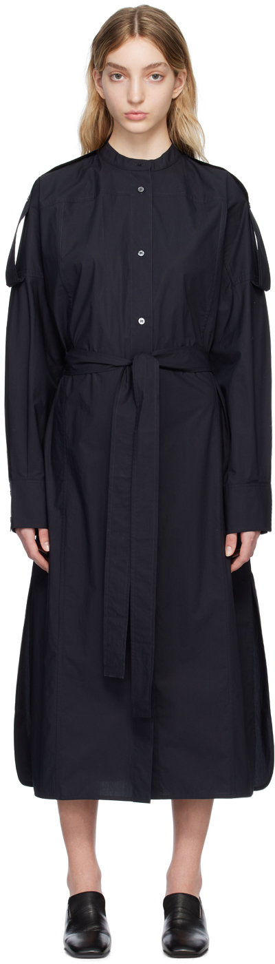 Studio Nicholson Trench Coat Dress In Darkest Navy