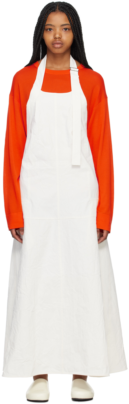 Studio Nicholson Cuenca Coated Linen-blend Halterneck Dress In Optic White