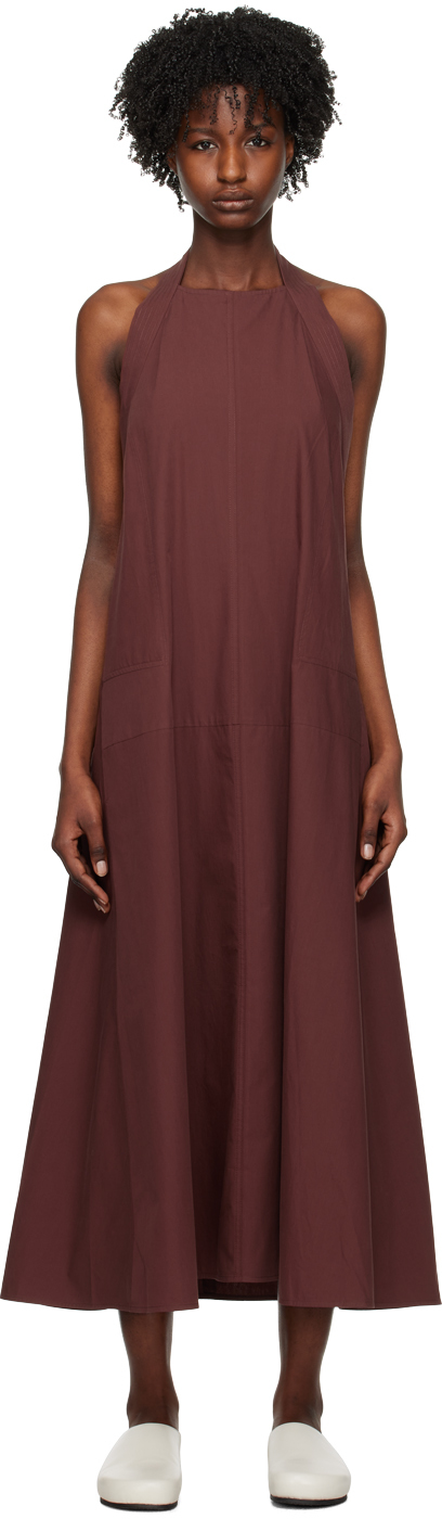 Shop Studio Nicholson Brown Cuenca Maxi Dress In Chestnut