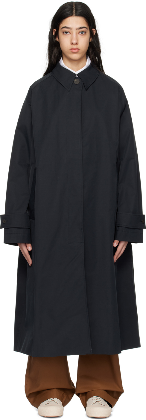 Shop Studio Nicholson Navy Holin Trench Coat In Dark Navy (new)