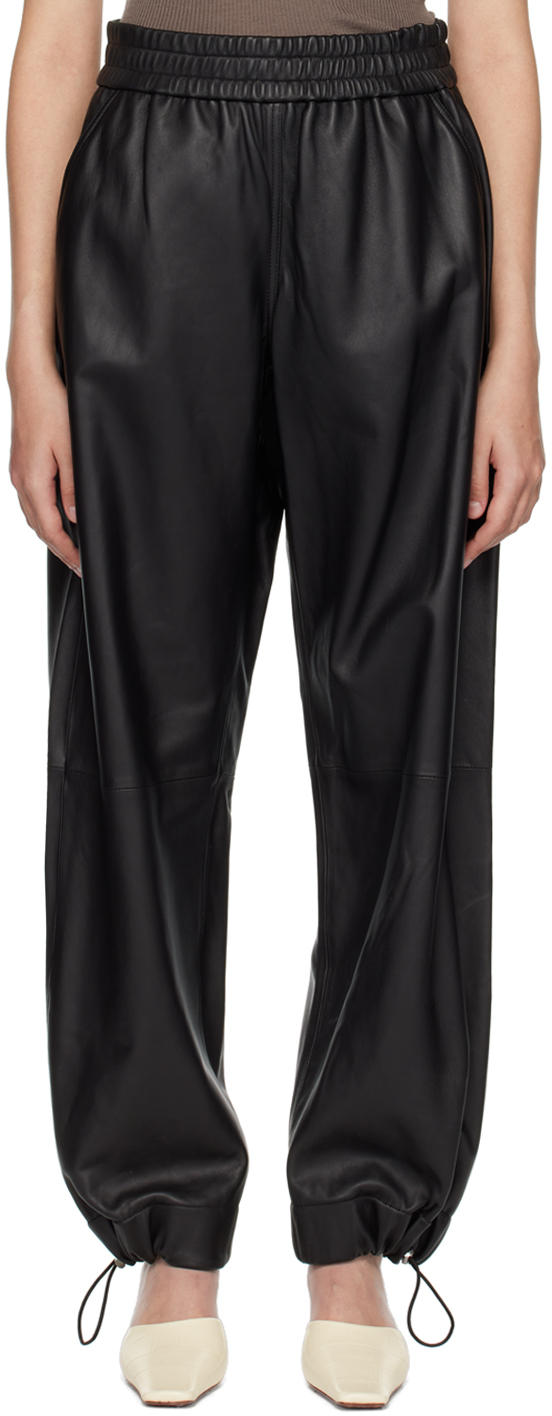 Studio Nicholson: Black Gia Leather Pants | SSENSE