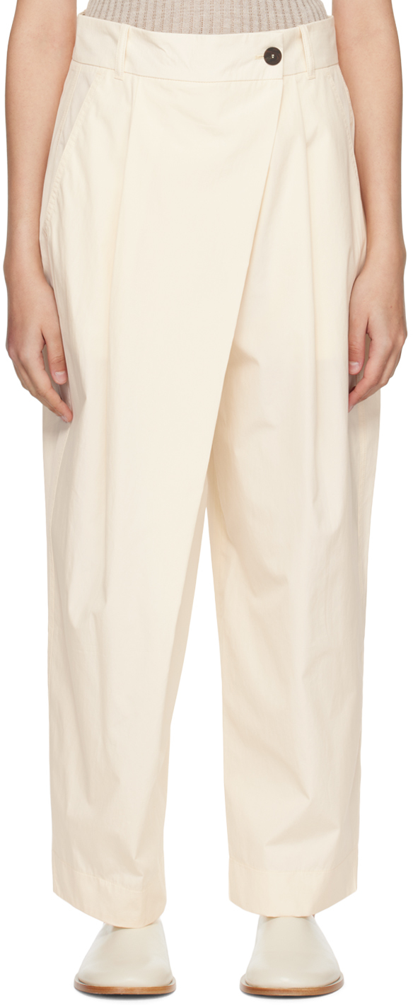 Shop Studio Nicholson Off-white Judd Trousers In Linen