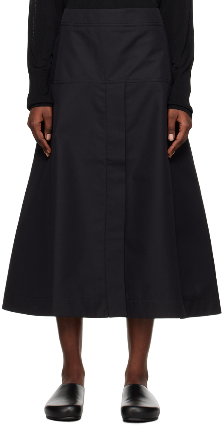Studio Nicholson Front Vent Paneled Skirt In Black