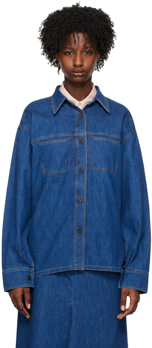 STUDIO NICHOLSON INDIGO LEON SHIRT