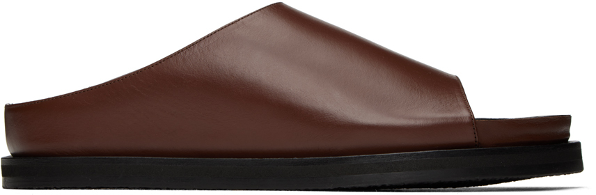 Studio Nicholson Open-toe Calf-leather Slides In Brown