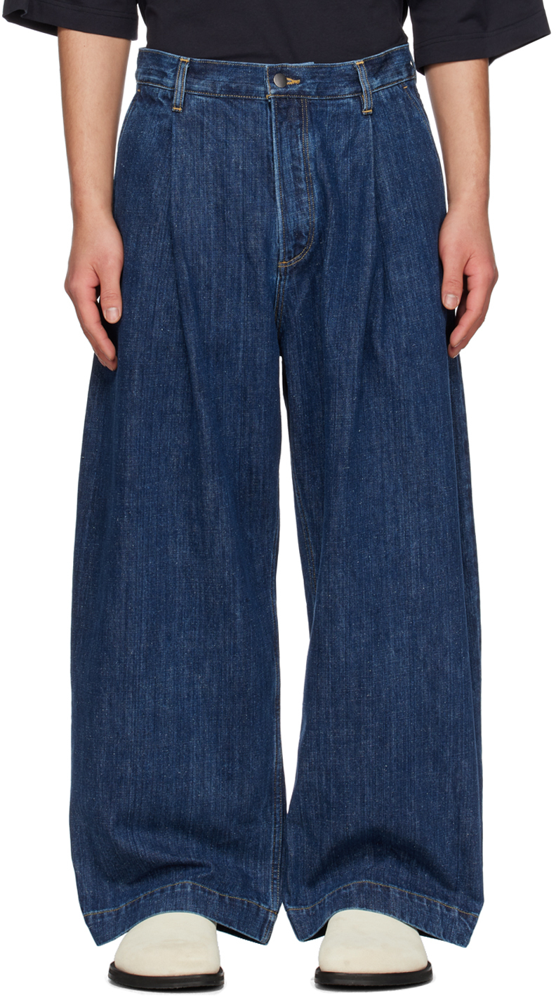 Studio Nicholson Indigo Puch Jeans In Blue | ModeSens