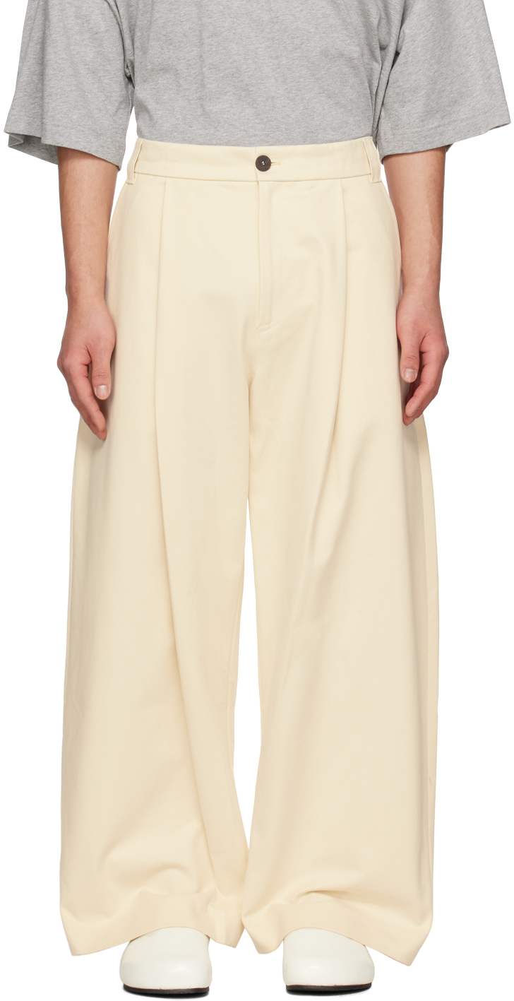 Studio Nicholson Deep Pleat Volume Pant Cream Cotton Volume Pant