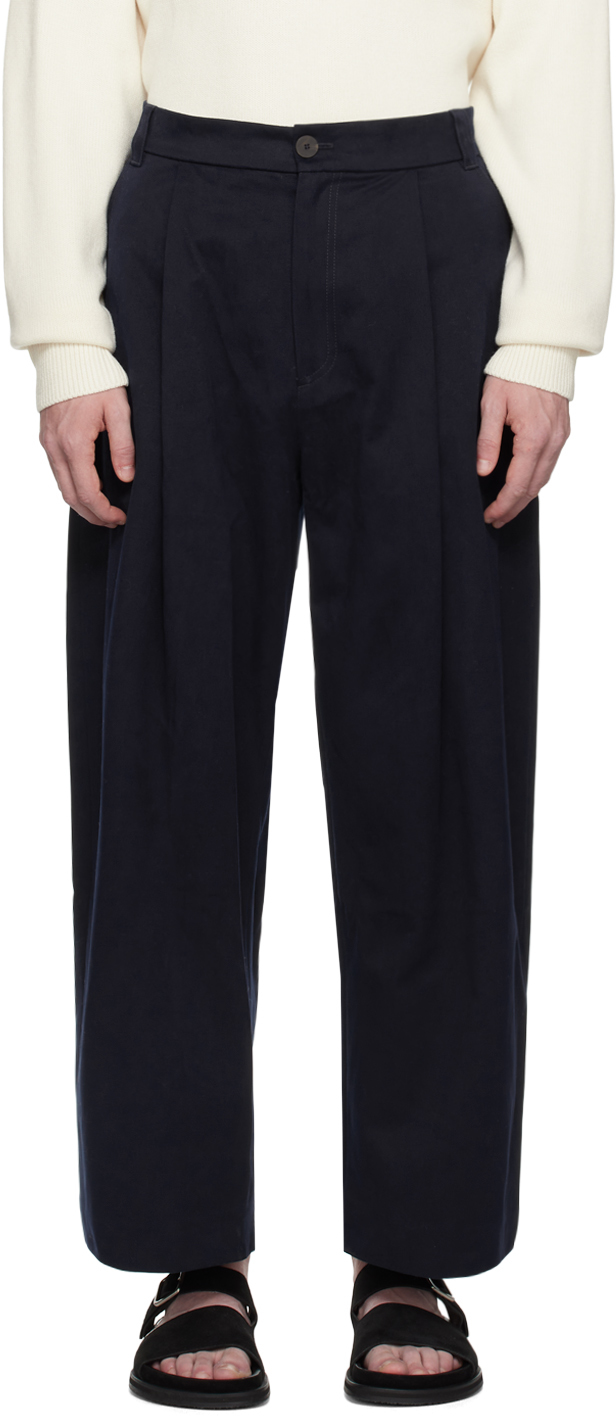 Studio Nicholson: Navy Sorte Trousers | SSENSE