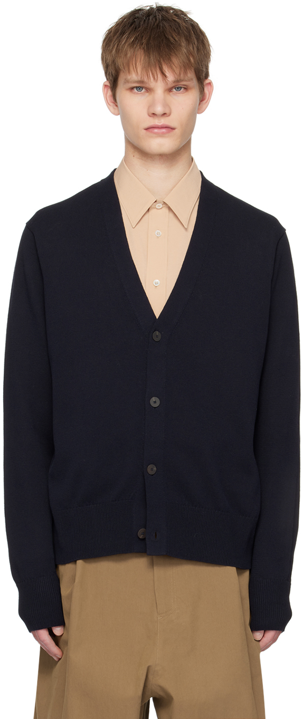 Studio Nicholson V-neck Knit Cardigan In Blau | ModeSens