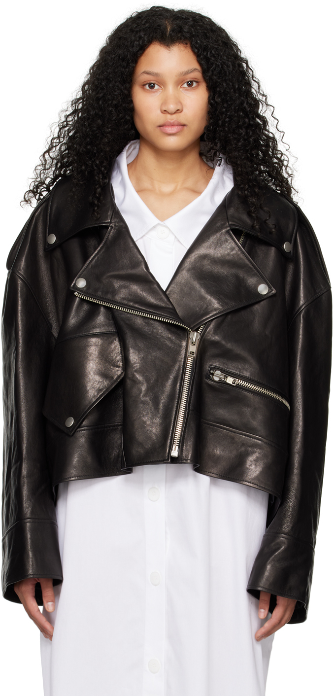 KIMHĒKIM: Black Zip Leather Jacket | SSENSE
