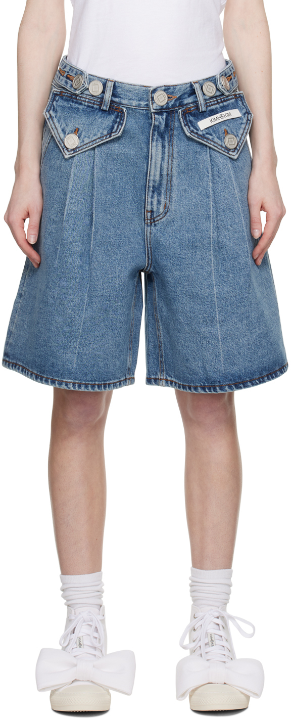 KIMHĒKIM Blue TwoPocket Denim Shorts SSENSE Canada