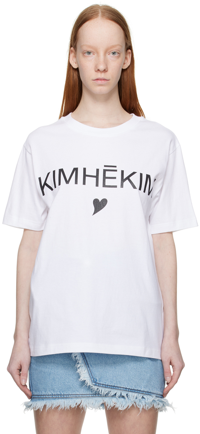 KIMHĒKIM: White Heart T-Shirt | SSENSE