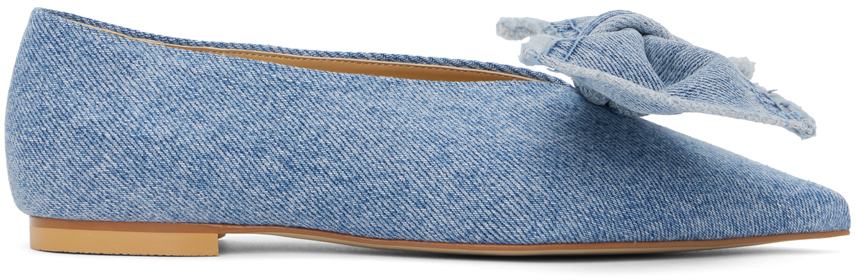 【KIMHEKIM】Striped Denim Monroe Flats (Navy) Kimhekim Ballet Flats for Women - FARFETCH
