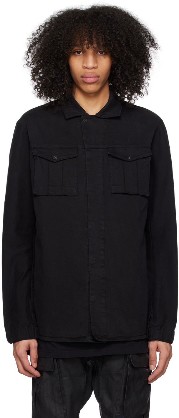 Black Garment-Dyed Denim Shirt