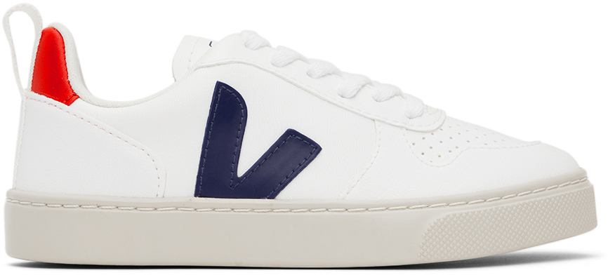 Veja Kids White & Navy Esplar Sneakers In White_cobalt_pekin