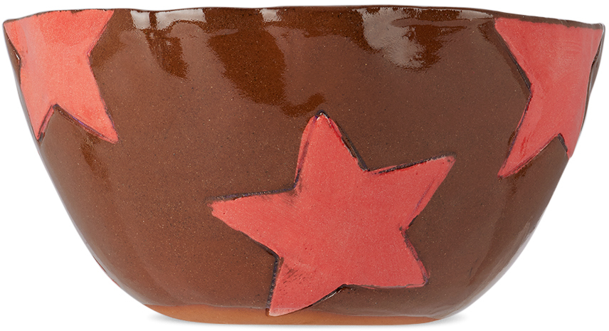 Harlie Brown Studio Ssense Exclusive Pink Stars Delight Cereal Bowl In Pink/terracotta