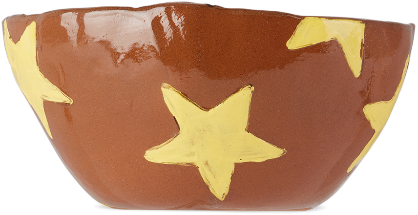 Harlie Brown Studio Ssense Exclusive Brown & Yellow Stars Delight Cereal Bowl In Yellow/terracotta