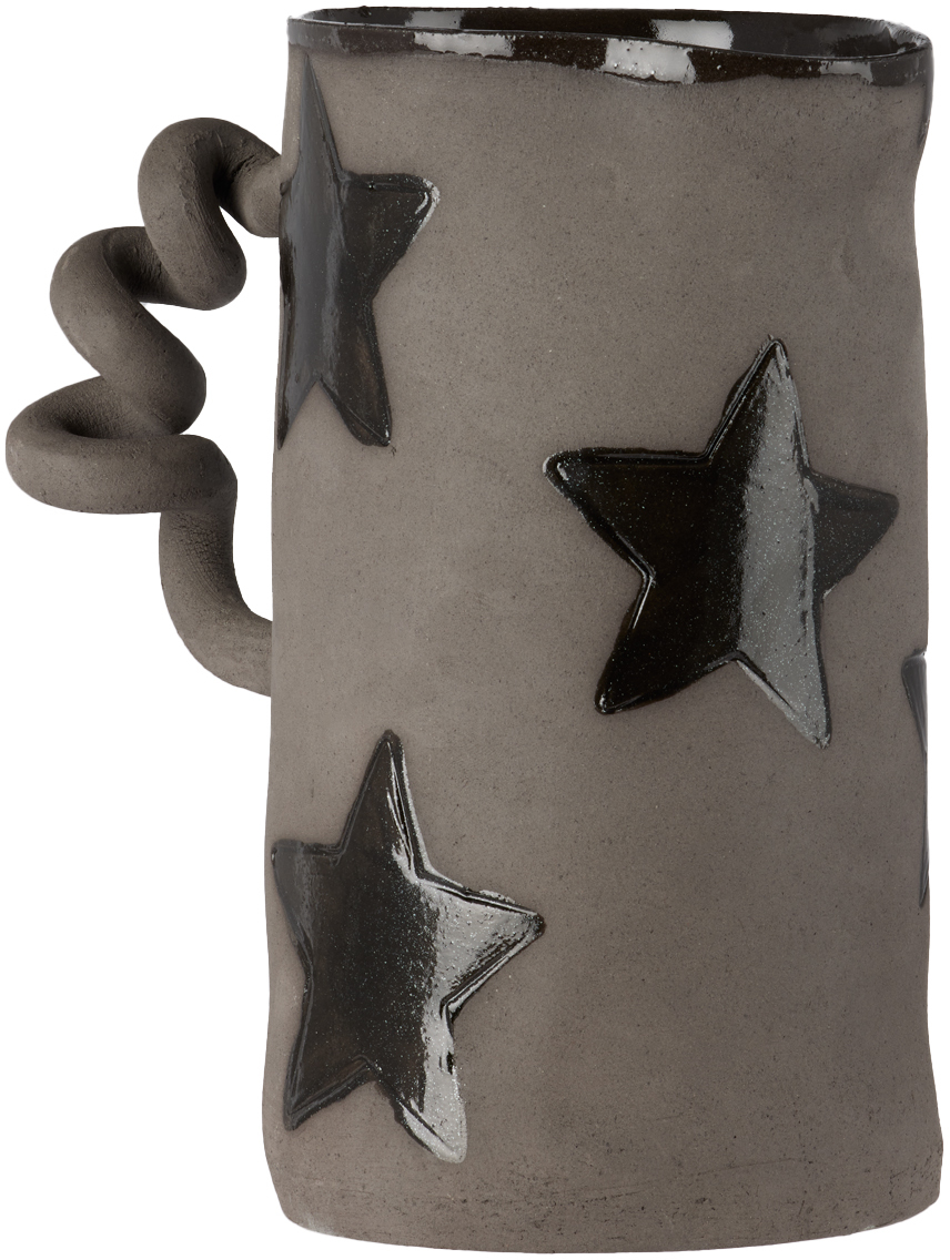 Harlie Brown Studio Ssense Exclusive Black Stars Wiggle Jug In Blk Glitter Blk Clay