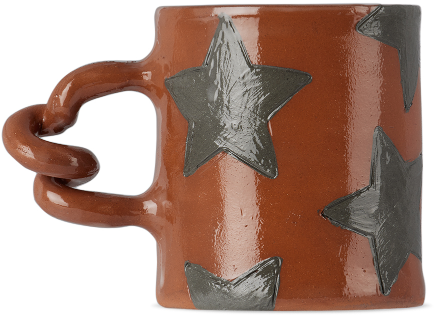 Harlie Brown Studio Ssense Exclusive Black & Brown Star Delights Wiggle Mug In Black/terracotta