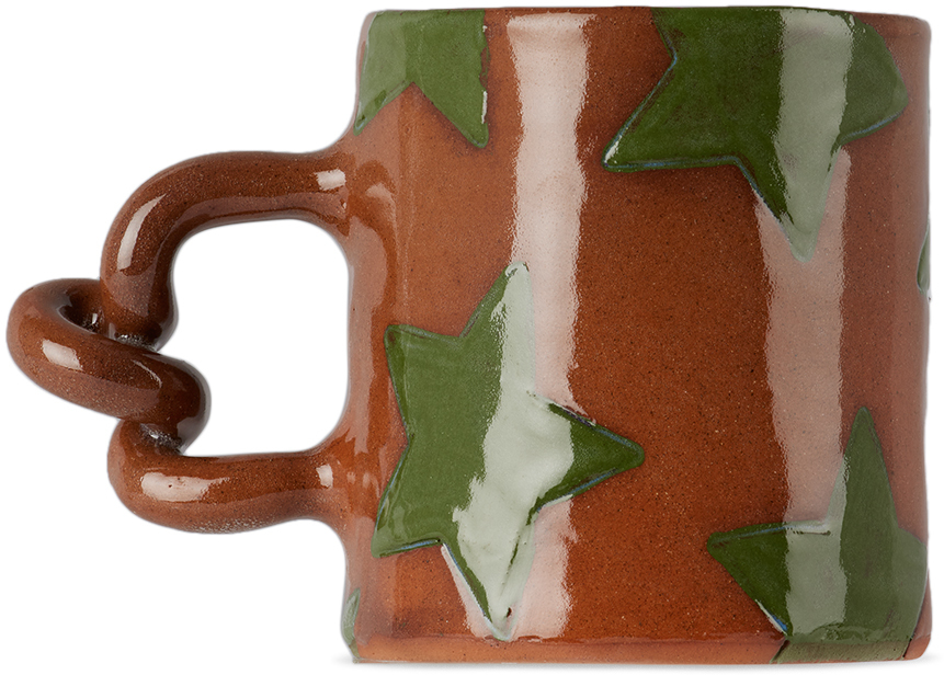 Harlie Brown Studio Ssense Exclusive Brown & Green Star Delights Wiggle Mug In Green /terracotta