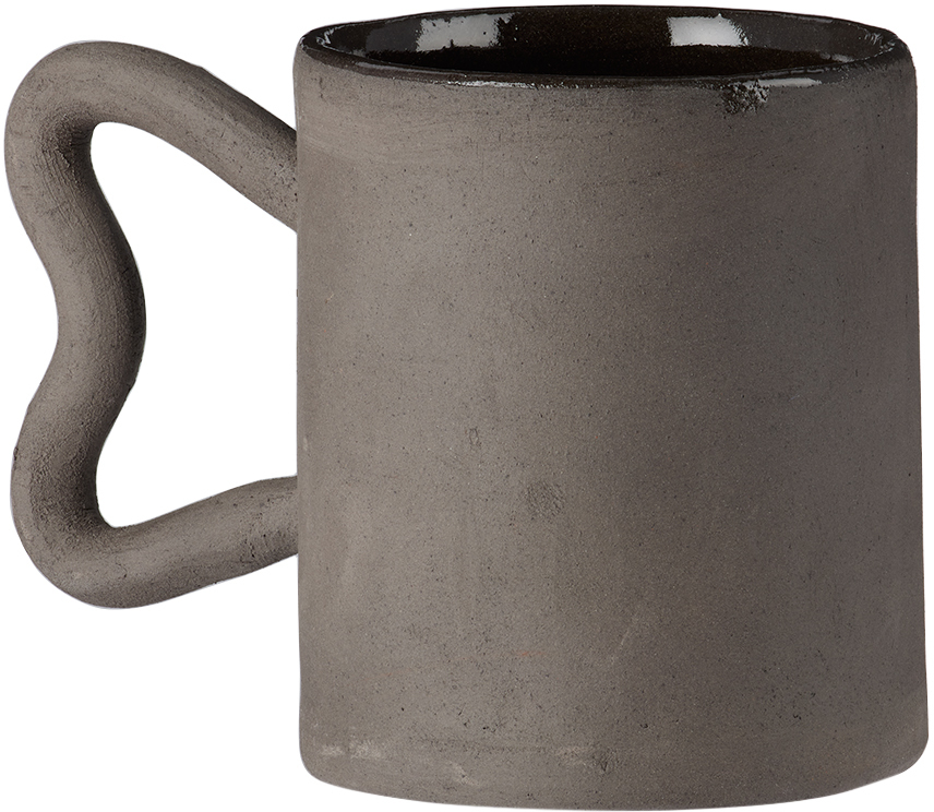 Harlie Brown Studio Black Heart Handle Mug In Black