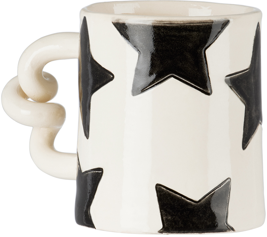 Harlie Brown Studio White & Black Stars Wiggle Mug In White And Black