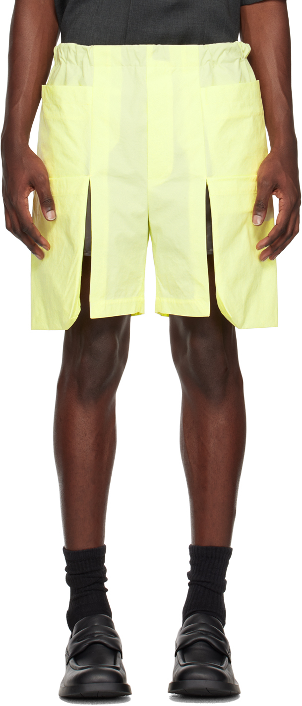T/sehne Ssense Exclusive Yellow Shorts In Lime Yellow